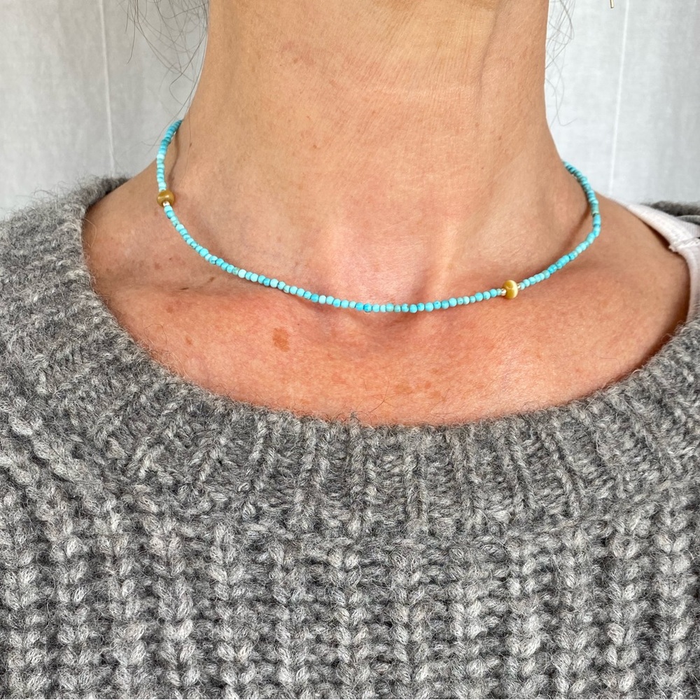 Tiny Turquoise beaded choker